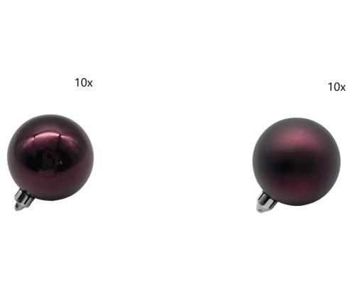 Set globuri Crăciun Lafiora plastic Ø 8 cm purpuriu 20 buc. Zece globuri de Crăciun din plastic