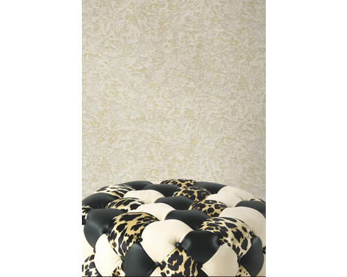 Taburet tapițat cu imprimeu animal și tapet texturat