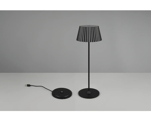 Lampă de podea cu abajur în dungi și port USB