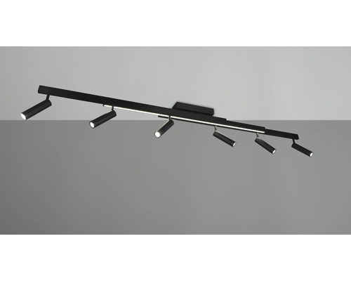 Lumină de plafon cu LED negru cu șase spoturi