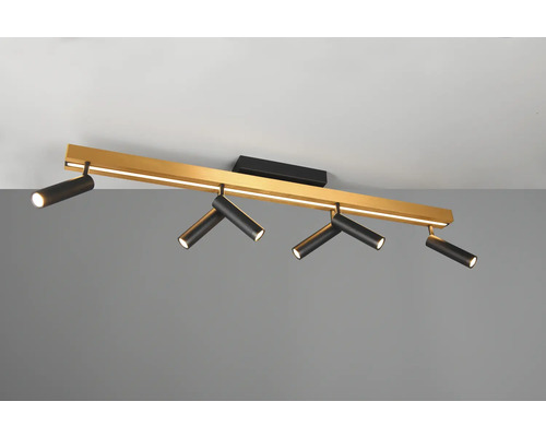 Lumină de tavan cu cinci spoturi pe o șină de aur