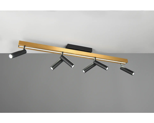 Lumină de tavan cu cinci spoturi pe o bară de lemn