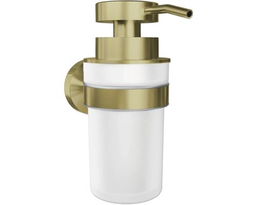 Dispenser de săpun de perete din metal și sticlă