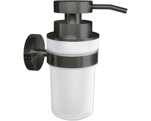 Dozator de săpun de perete din metal și sticlă