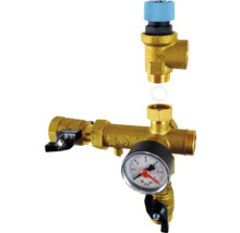 Reductor de presiune cu manometru și supapă de siguranță pentru aplicații sanitare