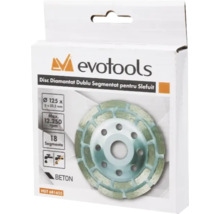 Disc diamantat Evotools în cutie, diametru 125 milimetri, potrivit pentru beton