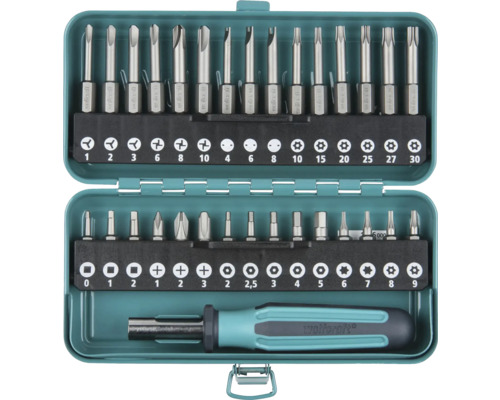 Set de biți pentru șurubelniță Wolfcraft în cutie deschisă