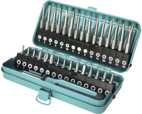Set biți cu șurubelniță Wolfcraft 31 piese, în casetă metalică