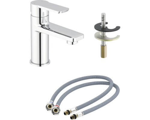 Baterie lavoar cu material de fixare și furtunuri flexibile de conectare