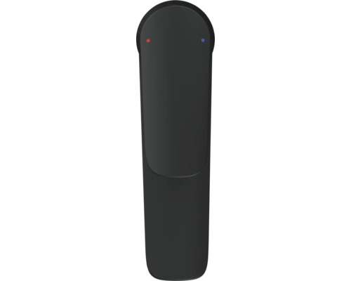 Baterie neagră pentru lavoar cu marcaje pentru apă caldă și rece