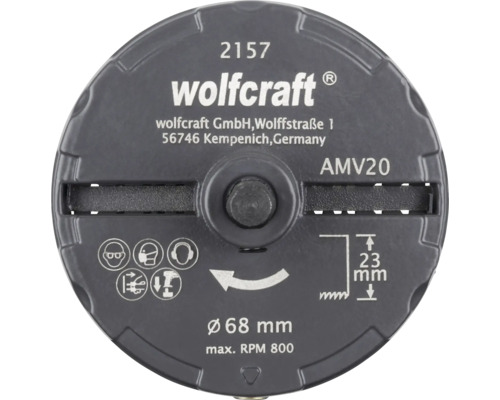 Freză de canelare Wolfcraft AMV20 cu diametrul de 68 mm, maximum 800 de rotații pe minut