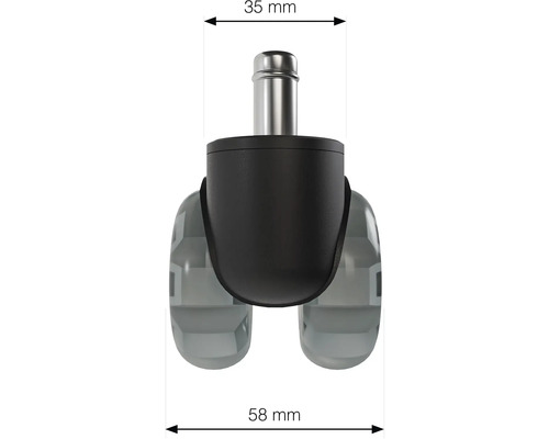 Rotiță scaun cu știft, lățime de 58 mm și diametru știft de 35 mm