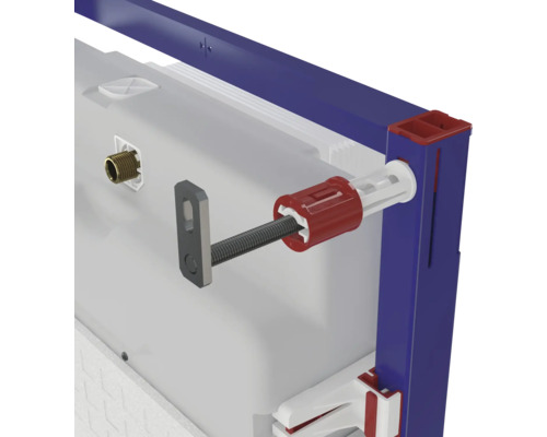 Imagine detaliată a unui element de montaj frontal pentru un WC cu material de fixare