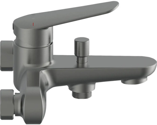 Baterie de baie aplicată, din metal, cu gura de scurgere