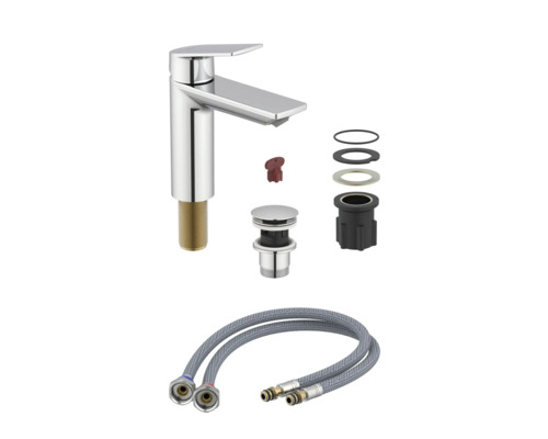 Baterie lavoar cu set de scurgere și furtunuri de conectare