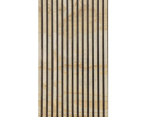 Ardezie riflaj StoneFlex Cream Marfil 41x244 cm Panou de perete cu nervuri din lemn și aspect de piatră