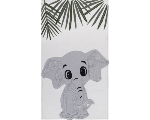 Covor cu motiv elefant și frunze de palmier