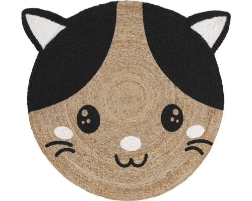 Covor rotund cu motiv de față de pisică