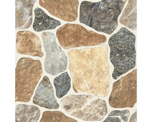 Gresie exterior / interior porțelanată glazurată rectificată Garden Stone Brown 40x40 cm Placă de podea cu aspect de piatră