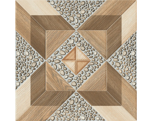 Gresie exterior / interior porțelanată glazurată rectificată Nova Square 40x40 cm Placă de podea pătrată cu model de lemn și pietriș