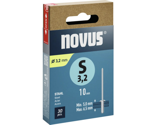 Nituri pop Novus oțel 3,2 mm, pachet de 30 bucăți