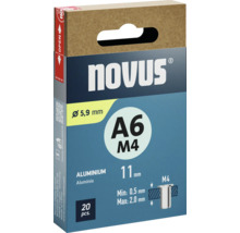 Nituri pop Novus A6 M4 din aluminiu, diametru 5,9 milimetri, 20 bucăți
