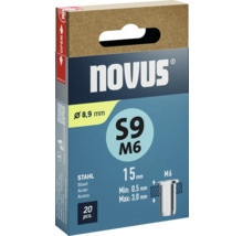 Nituri pop din oțel Novus S9 M6, diametru 8,9 mm, lungime 15 mm, 20 bucăți