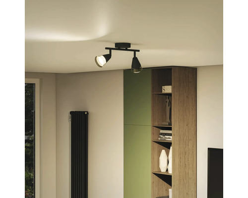 Lumină de plafon cu două spoturi în camera de zi