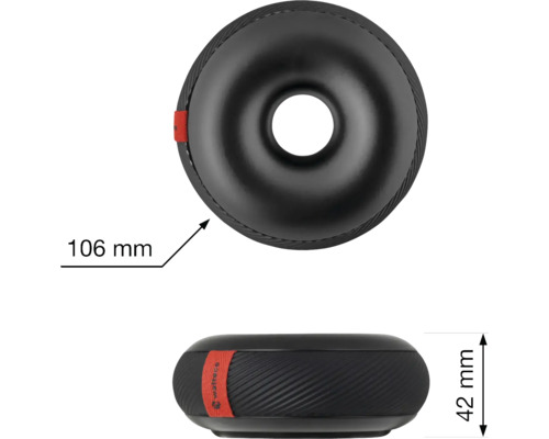 Difuzor negru în formă de gogoașă cu dimensiunile de 106 milimetri pe 42 milimetri