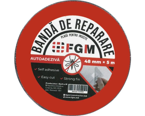 Bandă de reparații pentru plase de insecte, autoadezivă, 48 mm x 5 m