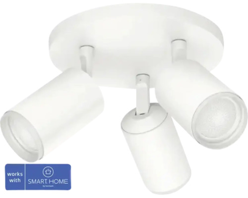 Plafonieră Phillips Hue cu spoturi GU10 max.3x4,2W 400 lumeni, lumină RGBW, alb Lumină de plafon cu trei spoturi, compatibilă cu Smart Home