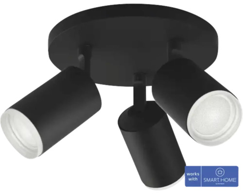 Lumină de plafon cu trei spoturi, potrivită pentru sistemele Smart Home