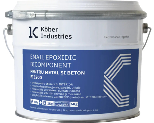 Email epoxidic bicomponent pentru metal și beton Köber Industries gri antracit RAL 7016 6 kg Email epoxidic bicomponent pentru metal și beton Köber Industries gri antracit RAL 7016 6 kg