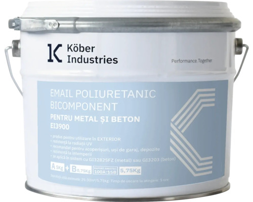 Email poliuretanic bicomponent pentru metal și beton Köber Industries gri RAL 7040 5,75 kg Email poliuretanic bicomponent pentru metal și beton Köber Industries gri RAL 7040 5,75 kg