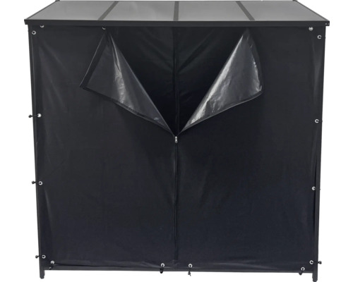 Dulap de grădină cu fermoar și uși deschise