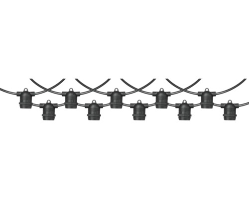 Ghirlandă LED Alley 10x E27, pentru exterior IP65, negru, cablu alimentare 16,5m, nu incl. becuri Șir de lumini cu socluri pentru iluminat exterior