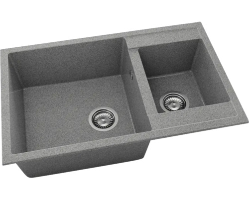 Chiuvetă bucătărie granixit cu 2 cuve FAT Avangard 233 80x49 cm, fără picurător, reversibilă, Space Gray Chiuvetă de bucătărie din granit cu două cuve