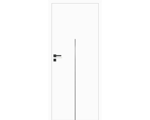 Foaie de ușă Classen alb mat Milk 1C 203,5x64,4 cm stânga 3 balamale Ușă de interior cu mâner negru și linie verticală