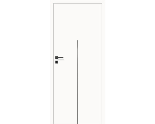 Foaie de ușă Classen alb mat Milk 1C 203,5x74,4 cm stânga 3 balamale Ușă interioară albă cu mâner negru și linie verticală neagră subțire