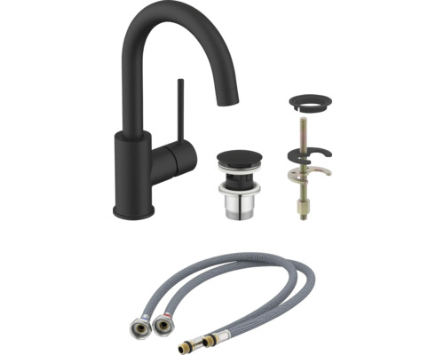 Baterie lavoar cu ventil de scurgere și furtunuri de conectare