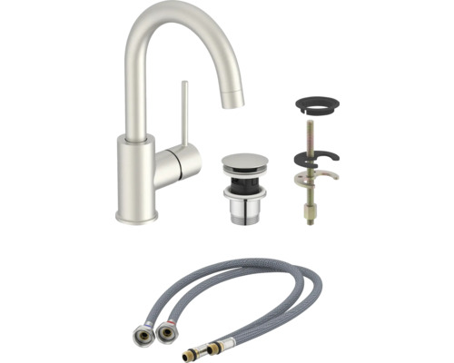 Baterie lavoar cu garnitură de scurgere și furtunuri flexibile de conectare