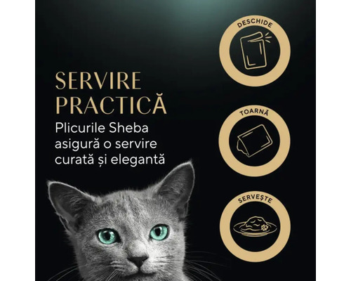 Pliculețe cu hrană pentru pisici Sheba pentru o servire practică și curată