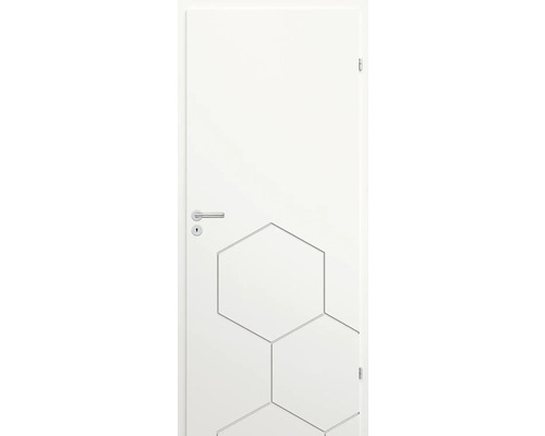 Ușă de interior cu decor hexagonal și set de clanțe