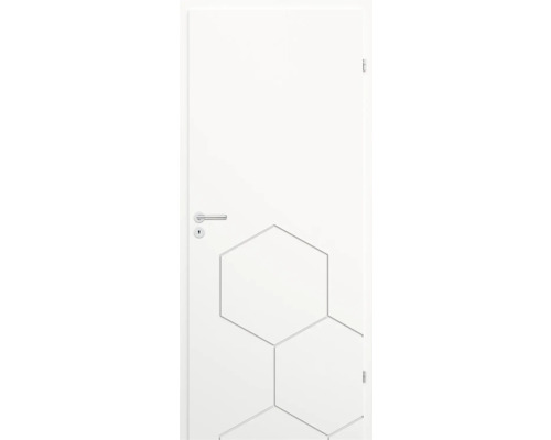 Foaie de ușă Classen alb Grafen 3 203,5x74,4 cm dreapta Ușă de interior cu model hexagonal, mâner și broască