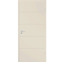 Ușă interioară netedă cu linii decorative orizontale, mâner și broască