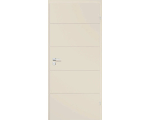 Foaie de ușă Classen Kasmir Linea 1.1 203,5x84,4 cm stânga 3 balamale Ușă interioară netedă cu linii decorative orizontale, mâner și broască