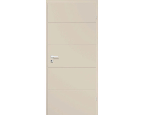 Foaie de ușă Classen Kasmir Linea 1.1 203,5x84,4 cm dreapta 3 balamale Ușă interioară netedă cu linii decorative orizontale, mâner și broască