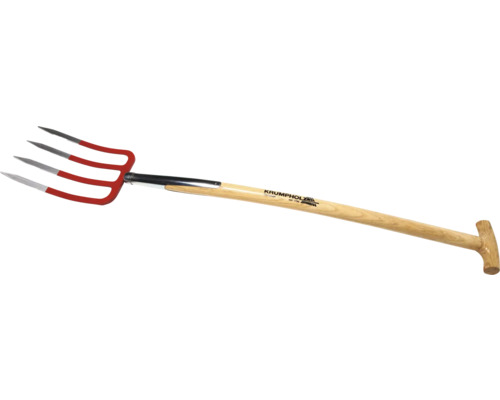 Furcă de cartofi cu patru dinți și mâner de lemn