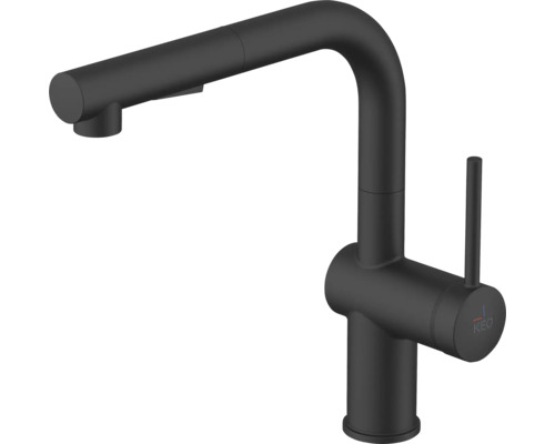 Baterie bucătărie cu duș KEO BIYO negru mat Baterie de bucătărie neagră cu duș extractibil