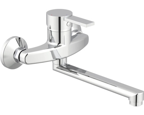 Baterie bucătărie monocomandă SERIES SEVERN crom, montaj pe perete Baterie de bucătărie de perete cu gura de scurgere pivotantă